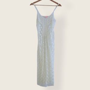 Re:named Cream Lace Sheer Boho Floral Maxi Dress S